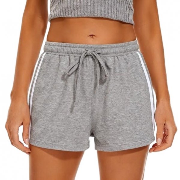 Women's Gray Athletic Shorts with White Side Stripes