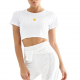 Women's White Cropped T-Shirt with Sun Embroidered and White Flared Pants Set