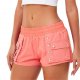 Women's Coral Pink Cargo Shorts with Gold Button Details