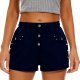 Women's Navy Blue Shorts with Stud Details and Button Front