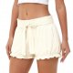 Women's Cream Ruffled High-Waisted Shorts with Tie Belt